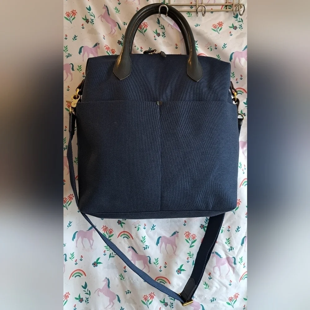 NWOT Made In Eden Navy Blue Cotton Quiet Luxury Crossbody Purse Tote Bag